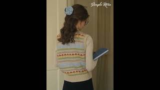 Simple Retro  Bailee Fair Isle VNeck Ribbed Jacquard Wool Knit Vest  Winter 24 [upl. by Knowlton]