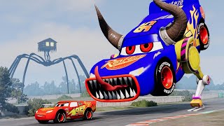 Epic Escape From Lightning McQueen Eater Monsters in BeamNGDrive Insane Crashes amp Stunts [upl. by Ynohtnael421]