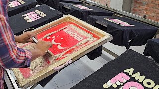 Tshirt Screen Printing on a Printing Floor [upl. by Ecnarwal]