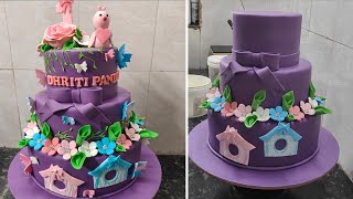 Trending Three Step Fondant Cake Recipe 1st Birthday Cake Special Girl Birthday Cake Design [upl. by Litsyrk]