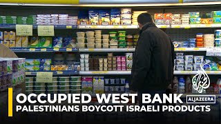 BDS movement Palestinians in occupied West Bank boycott Israeli products [upl. by Anahsirk]