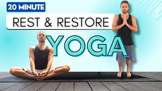 Rest amp Restore Yoga  20 Minutes Of Restorative Movement [upl. by Ermengarde]