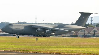 アメリカ空軍大型輸送機 C5M スーパーギャラクシー 横田基地から離陸 USAF Yokota C5 SuperGalaxy [upl. by Adiene]