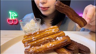 チュロス🍩ホイップクリーム 《ASMRmukbung咀嚼音Eating sunds》추로스 Churro [upl. by Corley]