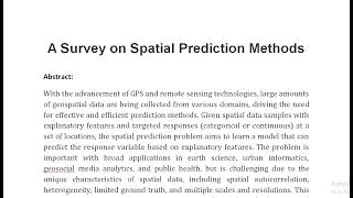 A Survey on Spatial Prediction Methods [upl. by Ellerret911]