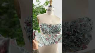 Making a corset floral print chiffon midi dress dress creative fashion wedding [upl. by Eelyac252]