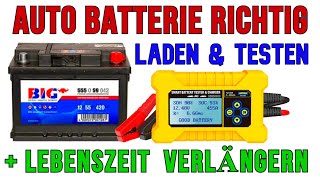 Auto Batterie Richtig Laden und Testen Lebenszeit verlängern Ladegerät AUTOOL BT380 Batterietester [upl. by Natalina]