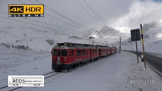 201811 4K Pontresina and Bernina with snowfall new and old rolling stock during winter in 4K [upl. by Yehus]