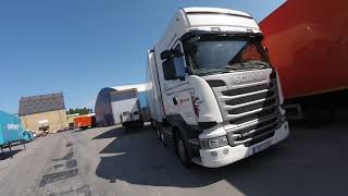 New Scania R450 SemiTrailer truck driving  Södertälje to Stockholm 3 june 2016 [upl. by Baruch825]