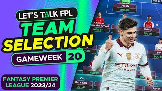 FPL TEAM SELECTION GAMEWEEK 20  FANTASY PREMIER LEAGUE 202324 TIPS [upl. by Ibson578]