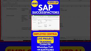 SAP SuccessFactors Employee Central Training Video 58 14th Oct 2024 sapsuccessfactorstraining [upl. by Giovanna226]