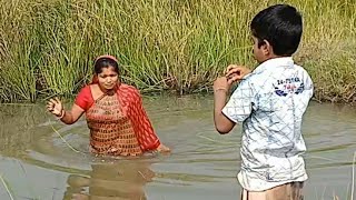 Village Girl Catching Fish From Mud Women Fishing Video Fishing Video Women [upl. by Sivet]