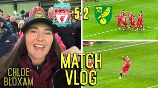 LFC FANS HAIL KLOPP AS THE REDS CRUISE TO VICTORY  Liverpool 52 Norwich  Matchday Vlog [upl. by Lexis]