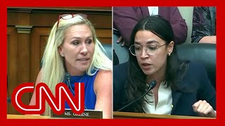 Marjorie Taylor Greene clashes with OcasioCortez in chaotic hearing [upl. by Ahtibbat]