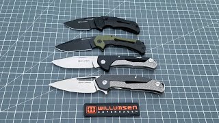 Willumsen Copenhagen Folding Knives  Red E Tyran Cobra Ace and Chibs [upl. by Syman940]