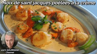 Recette des noix de saint jacques poêlées à la crème [upl. by Ahmed]