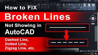 How to fix Broken Lines not showing in AutoCAD  Dashed Line Dotted Line Zigzag Line etc [upl. by Nowed]