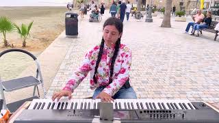 Born to be Alive piano instrumental busking cover by Danielle Economides 16 [upl. by Nnairet]