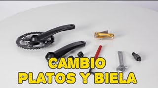 CAMBIO DE PLATOS Y BIELA TRANSMISION BICICLETA mecanica ciclismo mtb btt bike aprender cambio [upl. by Valry]