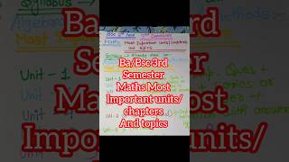 BaBsc 3rd Semester Maths Most Important unit chapter yourbscguide bsc shorts ba bsc3rdsemester [upl. by Yatnoj]