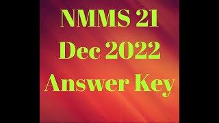 NMMS MAT Answer Key 21 Dec 2022 nmms nmmsanswerkey2022 nmmsmatanswerkey [upl. by Aratal]