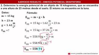 Energía potencial en la luna  dos ejercicios resueltos [upl. by Llenrap104]