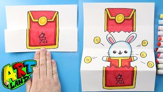 How to Draw a Chinese New Year Rabbit Surprise Fold [upl. by Ateiram]