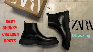 ZARA chunky chelsea boots unboxing ZARA sale chelsea boots zara men [upl. by Adnaluoy]