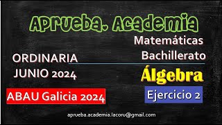 ABAU ORDINARIA 2024GALICIAMATEMÁTICAS II Ejercicio 2 de Álgebra Aprueba Academia [upl. by Banebrudge]