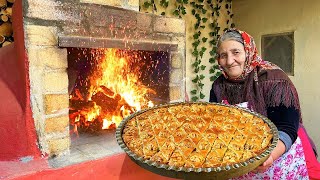 Baking Traditional Azerbaijani Baklava with Walnuts in a Clay Oven [upl. by Heidi]