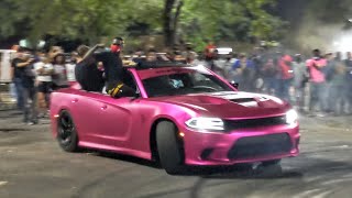 HELLCATS DESTROY THE LOT Tracktion Car Meet Chaos [upl. by Bethina]