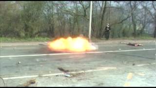 Strasbourg France 04042009 utilisation Grenade de dispersion par les CRS [upl. by Ahsiam488]