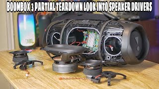 JBL BOOMBOX 3 PARTIAL TEARDOWN DETAIL LOOK INTO SPEAKER DRIVERS [upl. by Aiekam803]