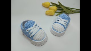 ZAPATITOS TEJIDOS A CROCHET PASO A PASO TEJIDO FÁCIL VARIAS TALLAS [upl. by Namwen]