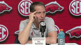 Eric Musselman Khalif Battle postgame  South Carolina 80 Arkansas 66 [upl. by Aleksandr]