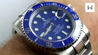 Rolex quotSmurfquot Submariner  Oyster Perpetual Submariner Date Ref 116619LB Watch Review [upl. by Lesh]