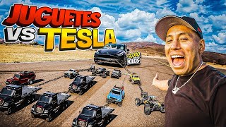 Carritos de Juguete arrastran a un TESLA [upl. by Eicak]