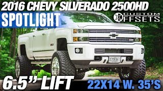 Spotlight  2016 Chevy Silverado 2500HD 65quot Lift 22x14s and 35s [upl. by Ime451]