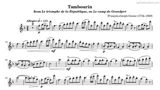 FrançoisJoseph Gossec  Tambourin ♩ 120 Fast Flute amp Piano midi [upl. by Lattimer]