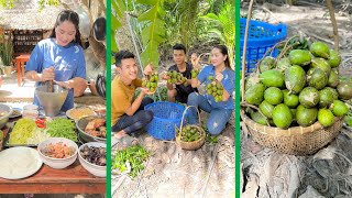 Mommy Chef pick June Plum and make salad so yummy with country style  Sros yummy cooking vlogs [upl. by Chil]