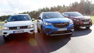 2018 Opel Grandland X vs 2018 Volkswagen Tiguan vs 2018 Peugeot 3008 Technical Specification [upl. by Naihtsirc961]