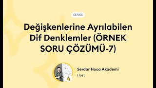 Değişkenlerine Ayrılabilen Dif Denklemler Örnek Soru 7 Vize final en cok cikan soru tarzi [upl. by Neyugn]