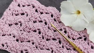 Crochet A Beautiful Lacy Stitch For Scarf Shawl Or Baby Blanket  Easy Tutorial Video [upl. by Aioj]