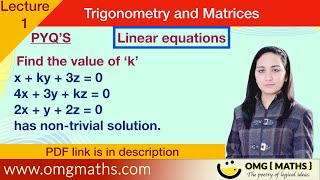 Trivial and non trivial solution  solution of homogeneous linear equation [upl. by Lesko]