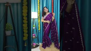 Meesho Party Wear Saree with Stitched Blouse meeshohaul sareelove youtubeshorts [upl. by Imat]