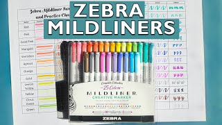 All the Zebra Mildliner Highlighters Swatches Color Order and Lettering Practice [upl. by Saloma687]