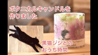 ガーベラのソイボタニカルキャンドルを作りました。黒猫ジジとのおうち時間。 [upl. by Tabbatha]