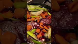 Steak braised in Red Wine cooking food [upl. by Yenaffit607]