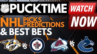 NHL Predictions Picks amp Odds  Predators vs Jets  Avalanche vs Canucks  PuckTime Mar 13 [upl. by Eidua622]