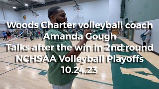 Woods Charter volleyball coach after win in 2nd round of playoffs [upl. by Rodama]